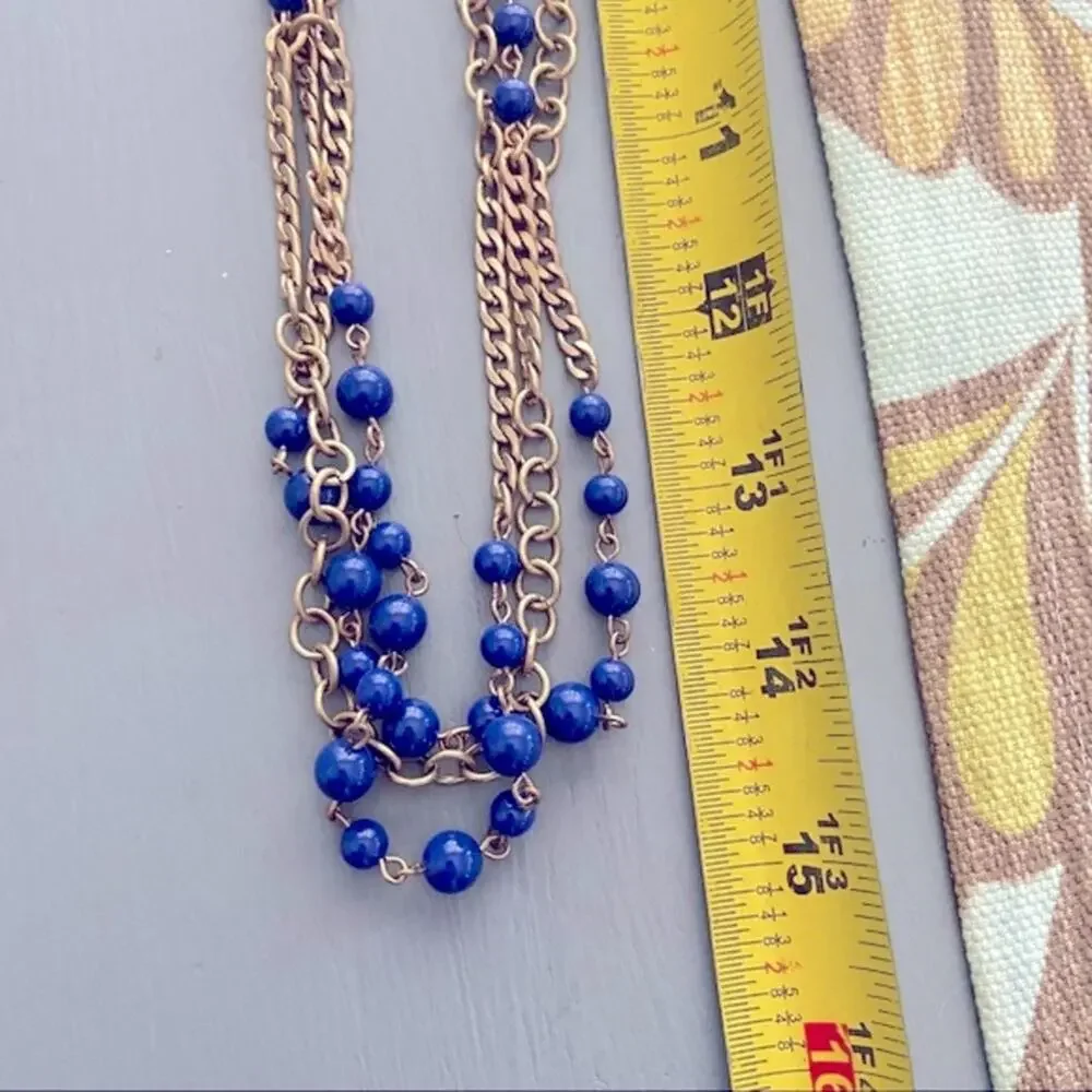 J. Crew Multi Chain Blue Beaded Necklace